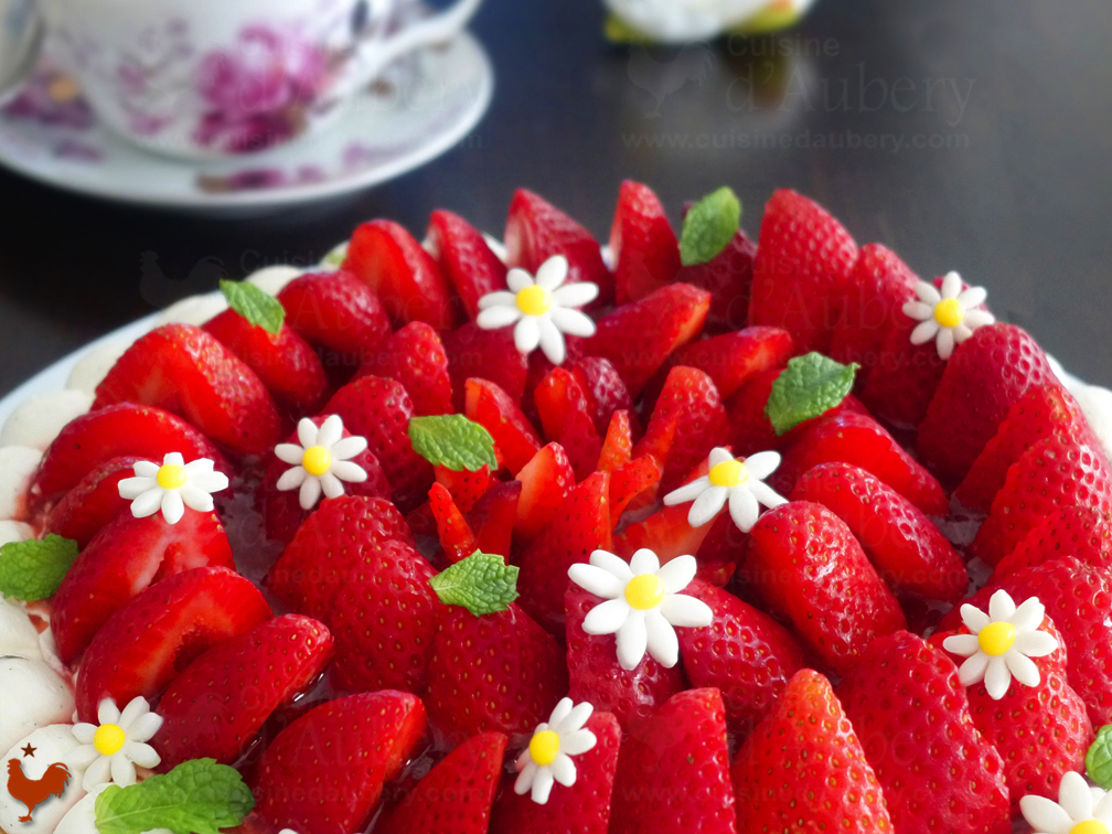 La Tarte aux Fraises sur sablé breton et crème mascarpone vanille