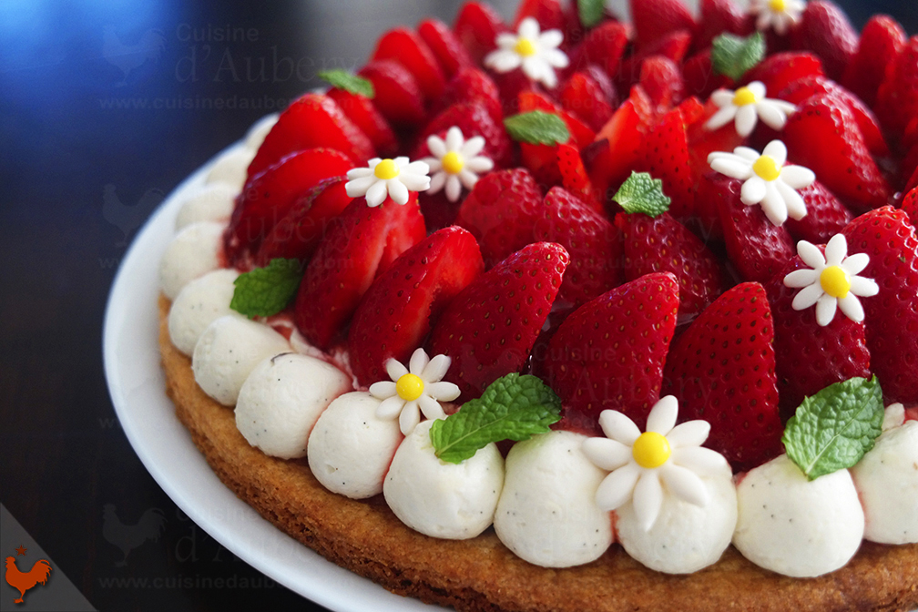 La Tarte aux Fraises sur sablé breton et crème mascarpone vanille